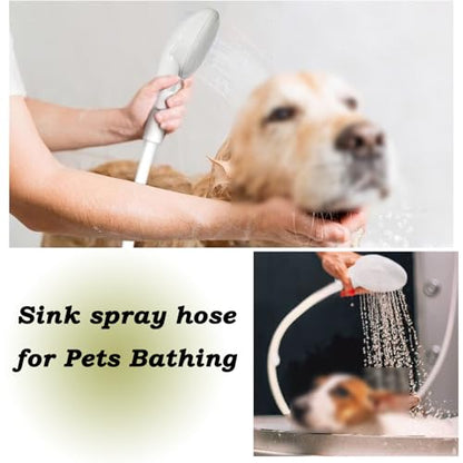4m/13.12ft Sink Spray Rubber Hose Portable Faucet Sprayer Garden, Shampoo Sprayer Handheld Shower Head Spray Hose Attachment for Dog, Pets, Bathing Baby, Washing Hair, Rinsing Vegetables - color: White - 4m/13.12ft