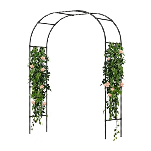 Garden Arch Trellis, 7.9FT Metal Arbor Archway for Climbing Plants Outdoor - color: 59.1 inch Length - Black, size: Full Arch