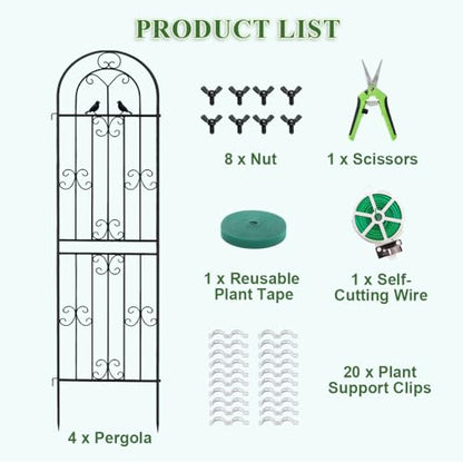 Metal Garden Trellis, 86.7" H x 19.7" W Black Coated Wire Lattice Panel, Sturdy Plant Support for Climbing Roses Vines Cucumbers Vegetables Outdoor Patio Yard (4 Packs) - color: 4PCS