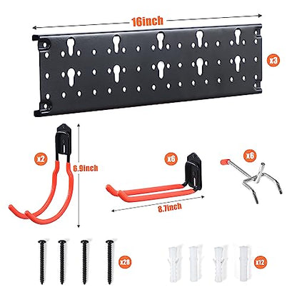 Ultrawall Multi-Storage Garage Hooks, Wall-Mounted Garden Tool Organizer