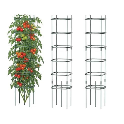 Vego Garden Tomato Cage Tomato Tower 6 Tier for Garden & Pots, Rust-Resistant Tomato Stakes Heavy Gauge Plant Cage Trellis Support for Climbing Vegetables Plants - size: 6 Tier