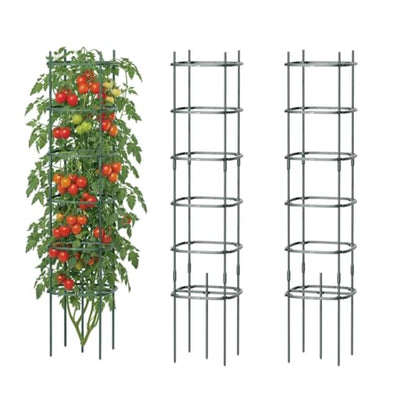 Vego Garden Tomato Cage Tomato Tower 6 Tier for Garden & Pots, Rust-Resistant Tomato Stakes Heavy Gauge Plant Cage Trellis Support for Climbing Vegetables Plants - size: 6 Tier