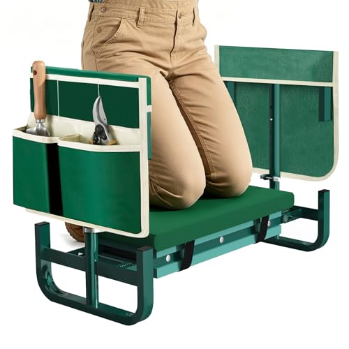 AUROPEAK Garden Kneeler and Seat, 7-Level Adjustable Stool with Handles