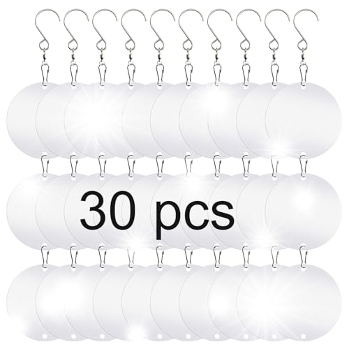 30 PCS Reflective Bird Scare Discs Set,Bird reflectors,Bird Scarer Discs Set Pigeon Deterrent,Pigeons Away from House,Bird Window Strike Prevention，Woodpecker Deterrent for House - color: 30 Discs Round Bird Scare Discs Set