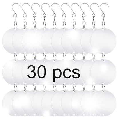 30 PCS Reflective Bird Scare Discs Set,Bird reflectors,Bird Scarer Discs Set Pigeon Deterrent,Pigeons Away from House,Bird Window Strike Prevention，Woodpecker Deterrent for House - color: 30 Discs Round Bird Scare Discs Set