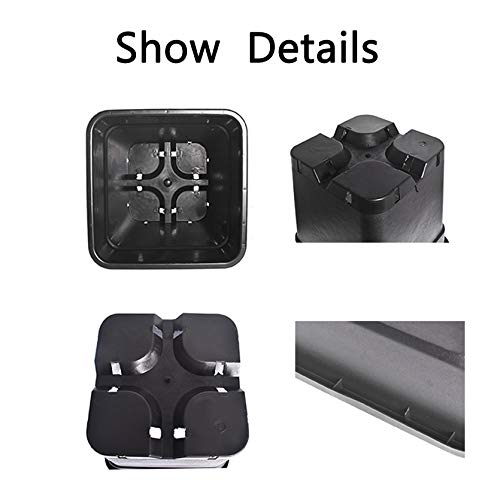 10-Pack 3 Gallon Square Plant Nursery Pot Grow Pots Black Nursery Container - size: 3 Gallon