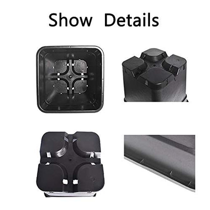 10-Pack 3 Gallon Square Plant Nursery Pot Grow Pots Black Nursery Container - size: 3 Gallon