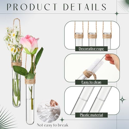 Baderke 12 Pack Plastic Hanging Propagation Station Tubes, Natural Color - color: Transparent