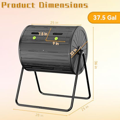 DRATO Compost Bin Outdoor 37.5 Gallon Black - color: Black