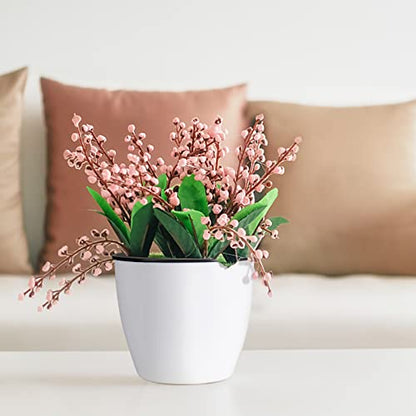 MOUYAT 6 Pcs Plastic Self Watering Hanging Planters, 7 Inch White Wall Mounted Flower Pots with Hooks and Cotton Ropes, Lazy Flower Pots for Outdoor Indoor Plants - size: 7 Inch 6 PCS