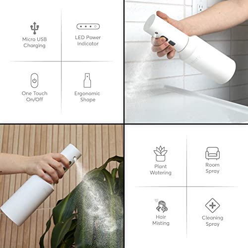 The Watering Vine Automatic Electric Spray Bottle Mister - Continuous Rechargeable Battery Sprayer for Misting Plants, Household Cleaning, Hairstyling (25 oz)