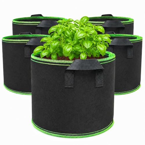 5 Gallon Grow Bags, Heavy Duty Fabric Pots with Handles for Vegetables - size: 5 Gallon