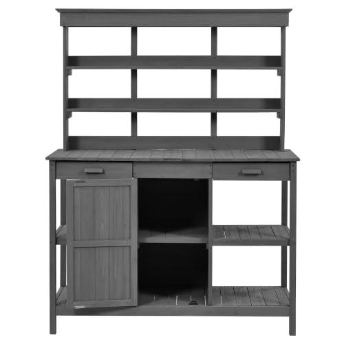66" Large Outdoor Farmhouse Wooden Potting Bench Table