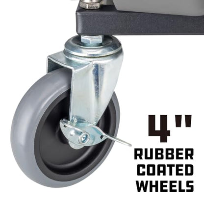 Powerbuilt Rolling Work Seat Brake Stool with 4-inch Rubber Lockable Wheels, Big Seating Platform, Tool Trays and Drawer 330 lb. Capacity, Mechanics, Gardening, Garage - 941881ECE, Grey - size: Compact with Seat Cushion