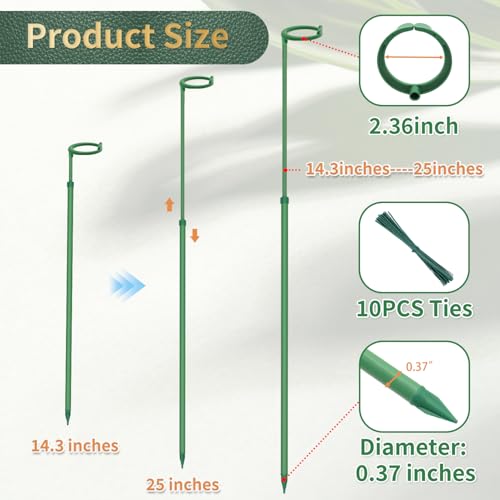 Telescoping Plant Stakes, 7Pcs 17.9IN to 42.3IN Adjustable Monstera Support - size: 25Inches 7Pack