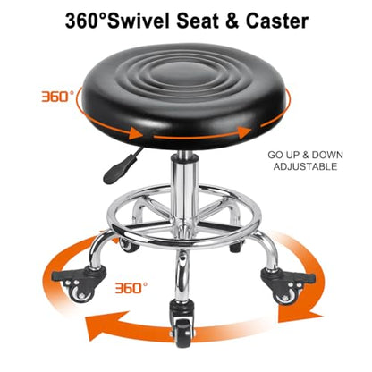 FLOLXNB Rolling Stool Low Roller Seat PU Leather, Rolling Chair Height Adjustable, Garage Stool with Wheels for Manicure Mechanic Home Office Garage Shop (Style 3) - style: Style 3