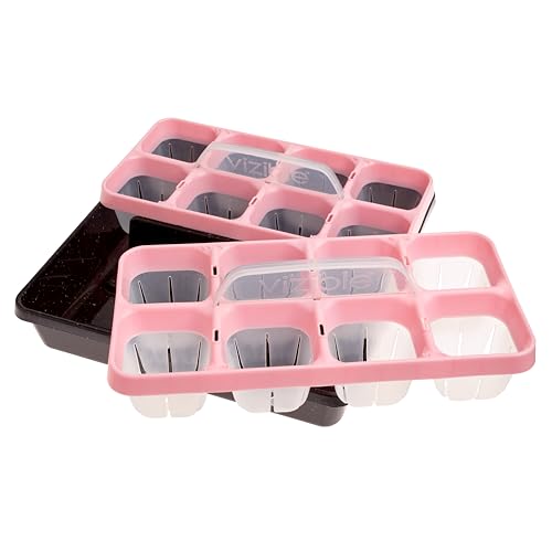 Vizible 16-Cell Seed Starting Tray Caddy | Reuseable Clear Cell Design | Perfect for Vegetables Including Tomatoes and Peppers, Flowers and Herbs (Aster Pink) - color: Aster Pink