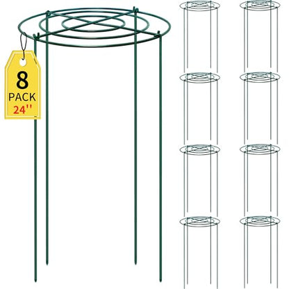 8pack Peony Cages and Supports, 12 x 24 Inch Four Legs Peony Cage, Heavy-Duty Peonies Support Cages, Peony Ring for Roses, Hydrangeas, Sage, Peonies, Cucumbers, Tomato - size: 12"x24"-8pack