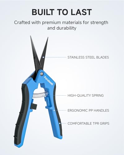 Fondwell 6.5" Small Pruning Shears for Gardening, Plant Trimming Scissors