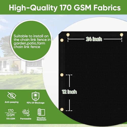 Amagenix Privacy Fence Screen 6'x8'Customized Black Heavy Duty Fencing Mesh Shade Net Cover with Brass Grommet for Chain Link, Patio Privacy Wall Slats Outdoor Garden Yard Pool Deck