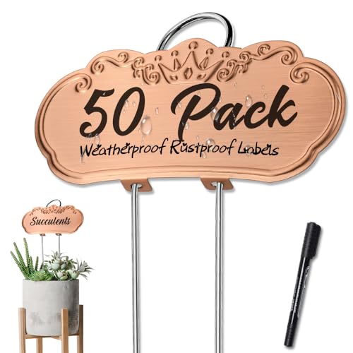 Metal Plant Labels, Waterproof Garden Signs 50 Pack Gold Plant Tags - color: Gold, size: 50 PACK SUS 304 Garden Labels