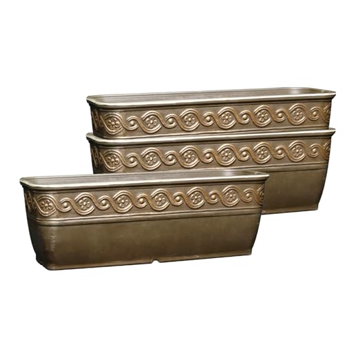 Classic Home and Garden Corinthian Trough Planter, 10", Bronze, Pack of 3 - color: Bronze
