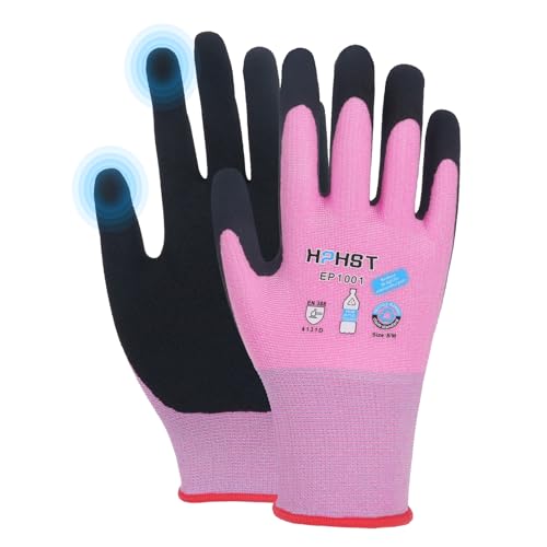 Work Gloves for Women, Eco Friendly Safety Work Gloves with Breathable Rubber Coated, Smart Touch,3 Pairs - color: Pink, size: Medium