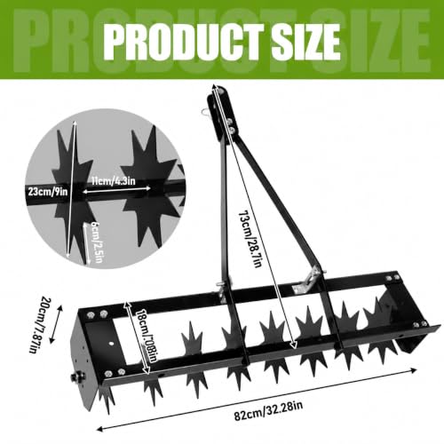 33" Plug Aerator Tow Behind, 133LBS Tow Behind Spike Lawn Aerator