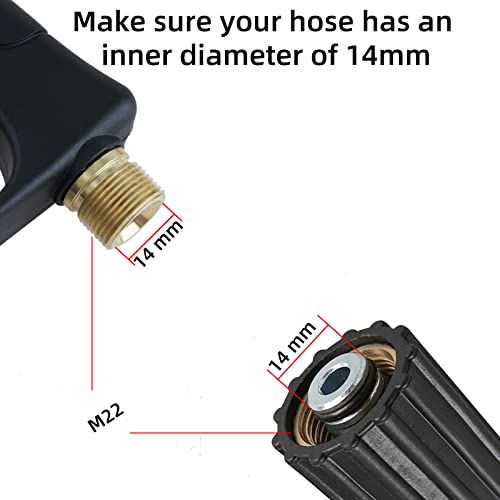 Sooprinse High Pressure Washer Gun 3000 PSI Max, Power Washer Short Gun with 1/4 Inch Quick Connector, M22-14 - color: Dark Black