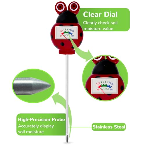 Soil Moisture Meter for House Plants, Hygrometer Moisture Sensor Soil Test Kit, Plant Water Meter for Farm, Lawn Indoor & Outdoor Use, Gardening Gifts for Plant Care (RED) - color: RED