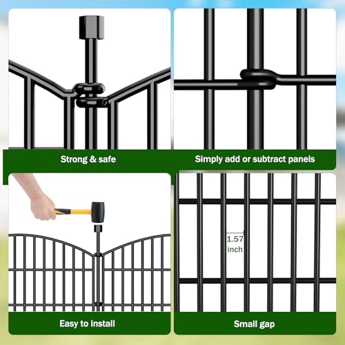 10 Panel No Dig Decorative Garden Fence 48" H x 22.6'L Outdoor Dog Barrier - size: 48 in(H) X 22.6 ft(L)