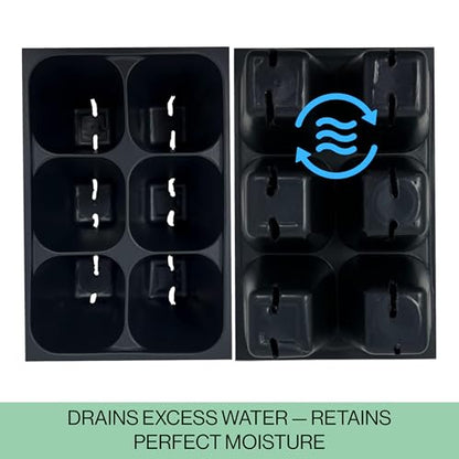 The Hydroponic City Seed Starter Trays, 216-Cell Seedling Starter Trays (36 Trays - 6 Cells Each) + Plant Stakes - size: 36 Trays (216 Cells)