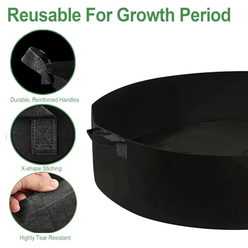 ZtohPyo 2-Pack 15 Gallon Grow Bags,Round Fabric Raised Garden Beds with 2 Handles,Durable Garden Planter Cloth Pots Container to Grow Vegetables for Outdoor Plants - size: 2-pack 15 Gallon
