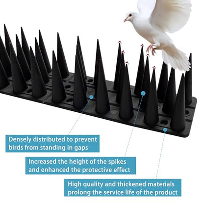 Bird Spikes,Black,6 Pack Bird deterrents for Outside,Keep Raccoon Squirrel Pigeon Away,Fence Spike for Garden Patio - color: BLACK