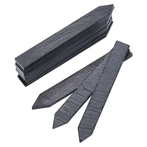 12 PCS Reusable Slate Stone Garden Plant Labels Markers Blackboard Garden Plant Labels Tags Potting Labels for Outdoor Plants, Herbs, Pots and Soil, 15 * 2CM