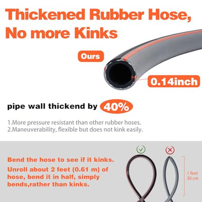 Garden Hose 25 ft 5/8,Rubber Water Hose Heavy Duty, Hybrid Durable Flexible Hose,Lightweight No Kink Hose for Outdoor Yard Lawn with Sprayer Nozzle and 3/4''Brass Solid Fittings - size: 25ft