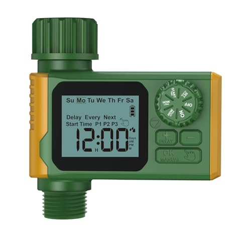 Garden Hose Timer Automatic Programmable - Digital Water Timer with LCD Display, Rain Delay & Manual Modes for Lawn Sprinkler System, Irrigation for Yard