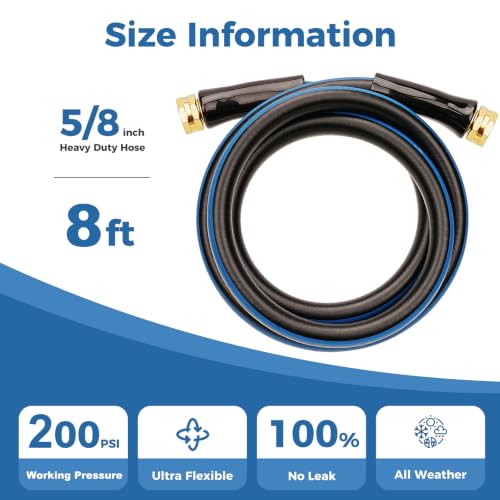 SheeChung Short Garden Hose 8ft x 5/8",Rubber Water Hose,Female to Female - size: 8ft-double females