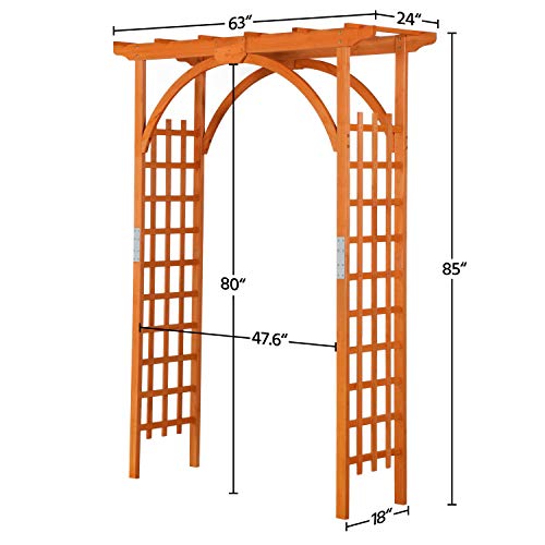 Yaheetech 7FT Wooden Arch Arbor, Wood Trellis for Climbing Plants Outdoor