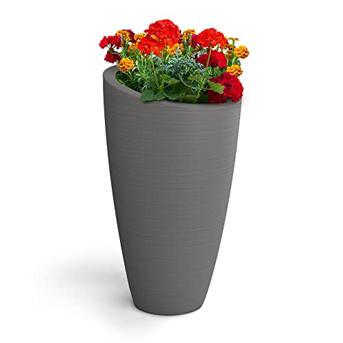 Mayne Modesto 42in Tall Planter - Graphite Grey - 22in L x 22in W x 42in H - Polyethylene - Double Wall Planter(8881-GRG) - color: Graphite Gray, size: 42 Inch