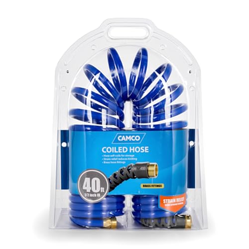 Camco Self-Coiling Water Hose with Brass Fittings, 40 Ft, 0.5 In ID, 41985 - style: 40' Coiled Water Hose