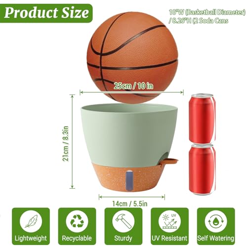 2 Pack 10 inch Plant Pots, Plastic Self Watering Planters - color: Green, size: 10 inch