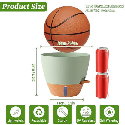 2 Pack 10 inch Plant Pots, Plastic Self Watering Planters - color: Green, size: 10 inch