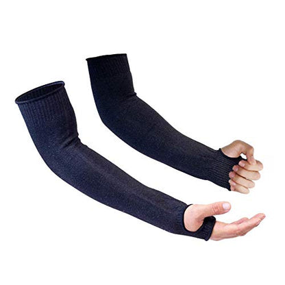 Protective Arm Sleeves, Level 5 Protection Cut Resistant Sleeve with Thumb Hole (Black) - color: Black
