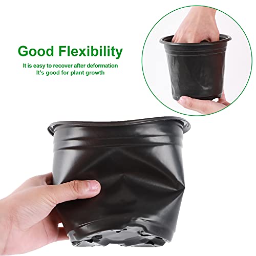 Augshy 150 Pcs 4" Black Plastic Plants Nursery Pot,Seed Starting Pots - size: 4 Inches