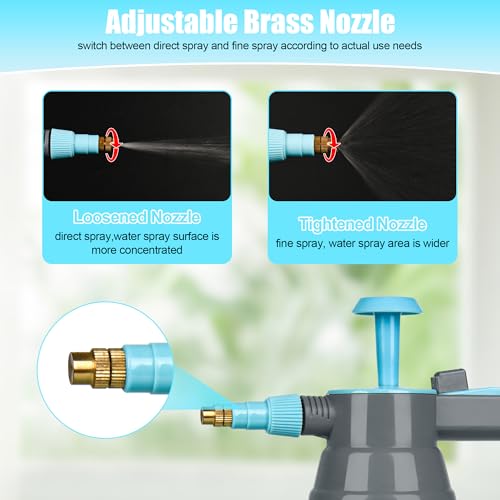3Pcs 1/2 Gallon Hand Pump Sprayer with Adjustable Nozzle, Blue - color: Blue