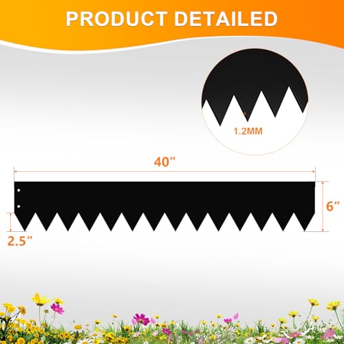 20ft. 40" L × 6" H Metal Landscape Edging, 6 Pack Garden Border - size: 6 Inch