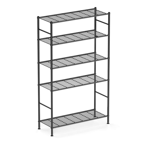 LEVELEVE 5-Tier Metal Storage Shelves, 33.1" x 12.6" x 72", Heavy Duty Utility Shelving Unit, Tall Rust-Resistant Organizer Rack for Garage, Pantry, Bathroom, Office, Black - color: Black-5t