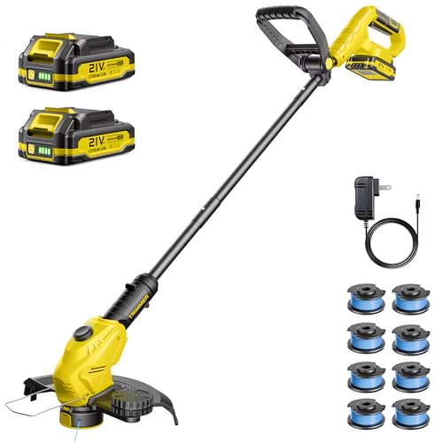 Weed Wacker, 21V Battery Powered Grass Trimmer & Edger 2-in-1 - color: Yellow