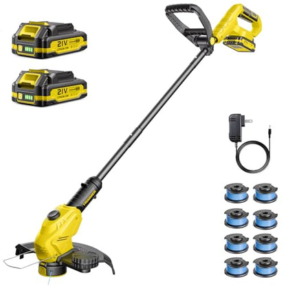 Weed Wacker, 21V Battery Powered Grass Trimmer & Edger 2-in-1 - color: Yellow